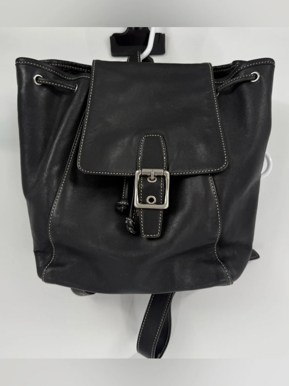 Coach Legacy Vintage Leather Small Drawstring Backpack Purse, Black, Style #9569